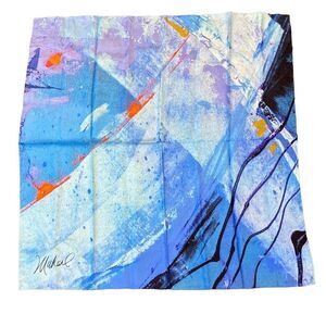 Michael Faulkner Silk Wearable Art Scarf “Four Seasons” Abstract Birthday Gift
